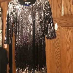 Black & Silver Sequence, Thigh Length Dress